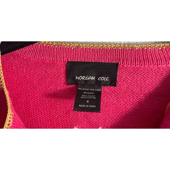 VTG Pink Cat Cardigan Morgan Cole with Embroidered Cats and Florals - Size Sm - Picture 7 of 7